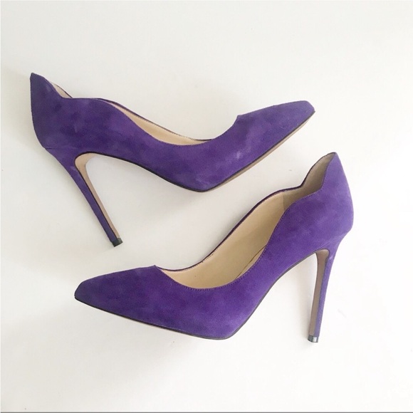 Jessica Simpson purple suede pointy toe stiletto heels. - Picture 2 of 4